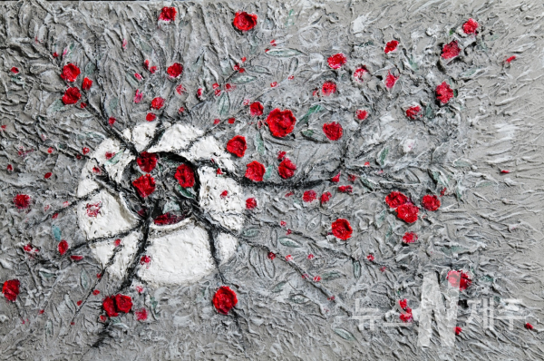 전병현 91 x 66 cm blossom  2022, Mixed media on canvas