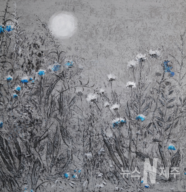 전병현 97 x 97cm  blossom field 2022 Mixed media on canvas